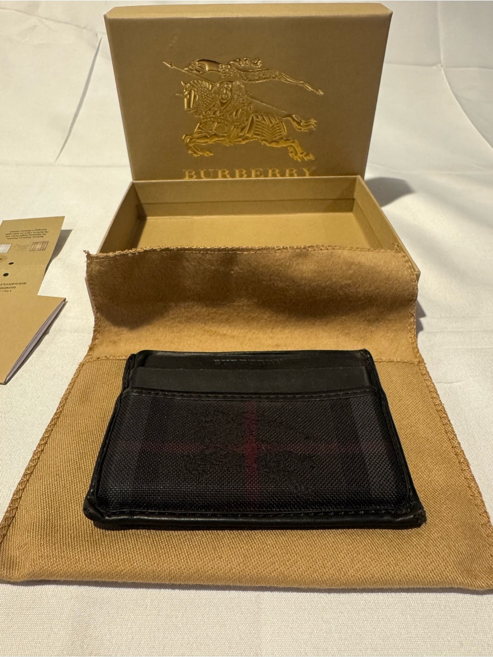 Burberry Black Check Card Holder used with box and tags